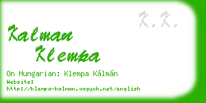 kalman klempa business card