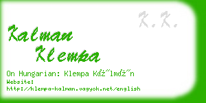 kalman klempa business card